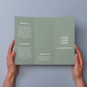 Papier Sage Green Logo & Texte l Business Trifold Brochur