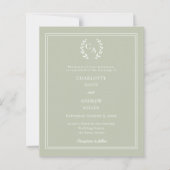 Papier Sage green monogram wreath wedding invitation (Devant)