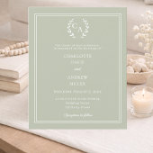 Papier Sage green monogram wreath wedding invitation