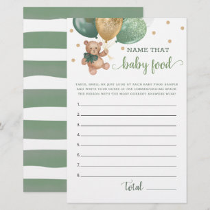 Papier Sage Green Nom Que Bébé Nourriture Jeu Teddy Ours