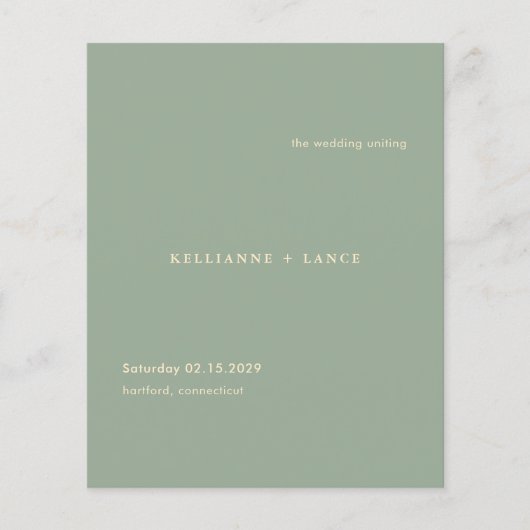 Papier Sage Green Simple Modern Wedding Program (Devant)
