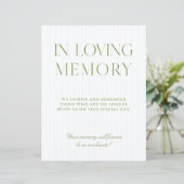 Papier Sage Green & Soft Blue In Loving Memory Sign (Debout devant)