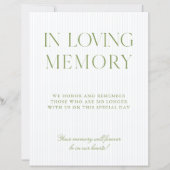 Papier Sage Green & Soft Blue In Loving Memory Sign (Devant)