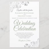 Papier Sage Green sur Blanc BUDGET Mariage Inviter Grand (Devant)