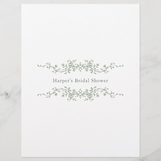 Papier Sage Green 'Voudrait-Elle Plaire' Fête des mariées (Dos)