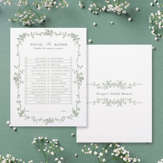 Papier Sage Green 'Voudrait-Elle Plaire' Fête des mariées