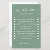 Papier Sage Green Voudrait Elle Plutôt Fête des mariées J (Devant / Derrière)