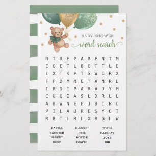 Papier Sage Green Word Recherche Scramble Jeu Teddy Bear