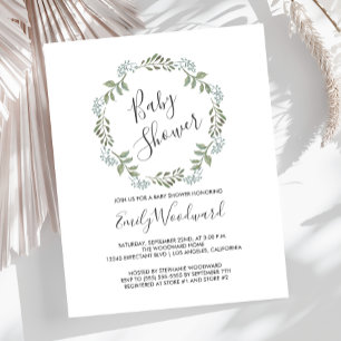 Papier Sage Green Wreath Baby shower Invitation