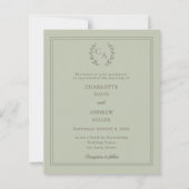 Papier Sage green wreath monogram wedding invitation (Devant)