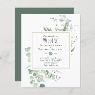 Papier Sage Greenery Eucalyptus Mariage BUDGET Invitation