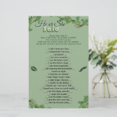 Papier Sage Greenery He Said She Said Bridal Shower Game (Debout devant)