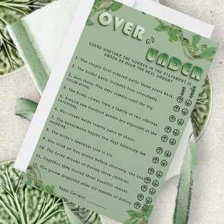 Papier Sage Greenery Over or Under Bridal Shower Fun Game
