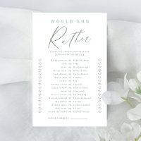 Sage minimal jeu de baby shower "plutôt qu'autre c