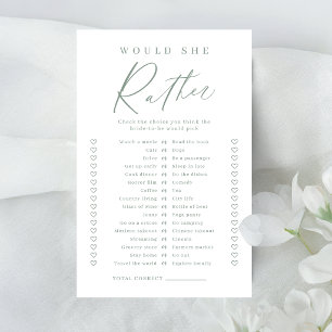 Papier Sage minimal jeu de baby shower "plutôt qu'autre c
