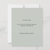 Papier Sage Photo Graduation Party Save the Date card (Dos)