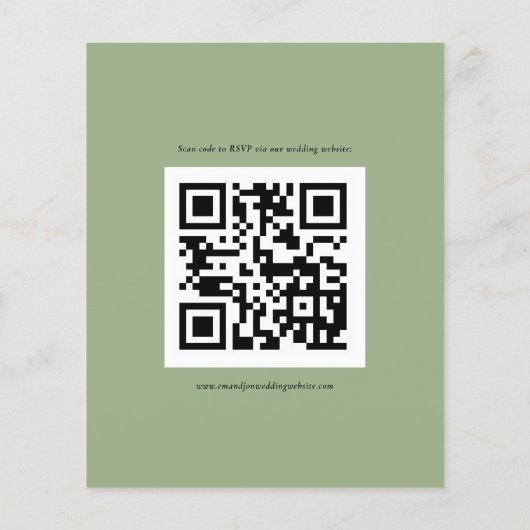 Papier Sage RSVP du Mariage de code QR du script budgétai (Dos)