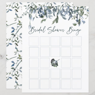 Papier Sage Silver Green Floral Bridal Shower Bingo