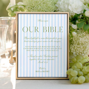 Papier Sage Vert & Bleu Clair Mariage Notre Bible Signe
