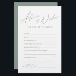Papier Sage vert minimum moderne conseils et souhaits mar<br><div class="desc">Ces cartes de conseil et de souhaits sont de doux pâtisseries pour la mariée et le couple, disposent d'écriture moderne et élégant et texte en vert et blanc sauge, simple et propre. Grande activité pour la douche nuptiale, et les fêtes de mariage. Voir tous les jeux de douche nuptiale en...</div>