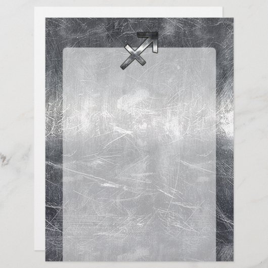 Papier Sagittarius Zodiac Silver Distour Steel look (Devant / Derrière)