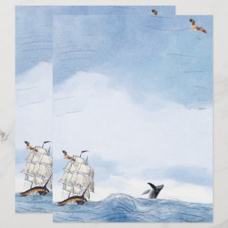 Papier Sailboat and Whale Stationery