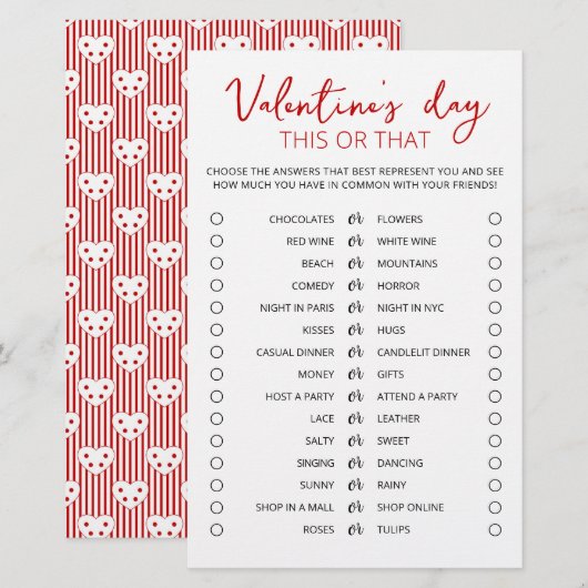 Papier Saint Valentin Ce ou ce jeu Editable jeu (Devant / Derrière)