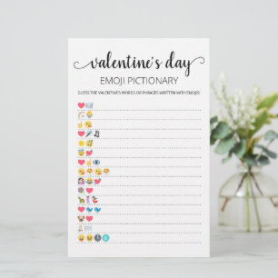 Papier Saint Valentin Emoji Pictionary jeu avec réponses