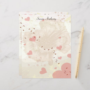 Papier Saint Valentin en détresse Floral Coeurs roses sta