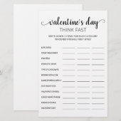 Papier Saint Valentin Pensez vite, pensez rapide jeu de f (Devant / Derrière)