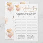 Papier Saint Valentin Scattergories jeu modifiable (Devant / Derrière)