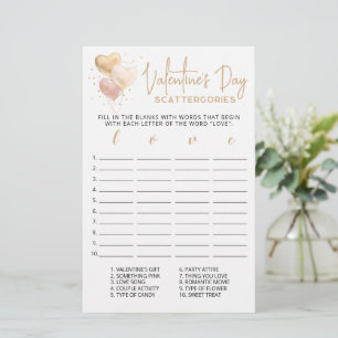 Papier Saint Valentin Scattergories jeu modifiable