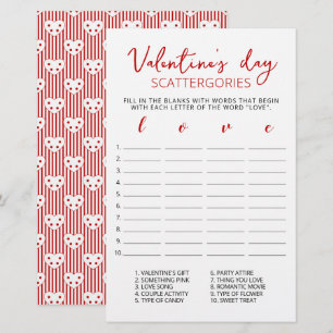 Papier Saint Valentin Scattergories jeu modifiable
