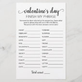 Papier Saint Valentin Terminer mon phrase Editable jeu (Devant)
