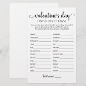 Papier Saint Valentin Terminer mon phrase Editable jeu (Devant / Derrière)