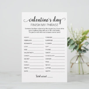 Papier Saint Valentin Terminer mon phrase Editable jeu