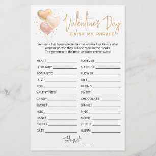 Papier Saint Valentin Terminer mon phrase Editable jeu