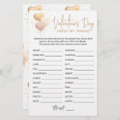 Papier Saint Valentin Terminer mon phrase Editable jeu (Devant / Derrière)