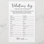 Papier Saint Valentin Terminer mon phrase Editable jeu (Devant)