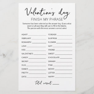 Papier Saint Valentin Terminer mon phrase Editable jeu