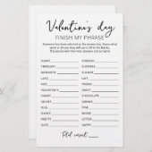 Papier Saint Valentin Terminer mon phrase Editable jeu (Devant / Derrière)