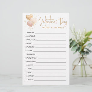 Papier Saint Valentin Word Scramble Jeu partie