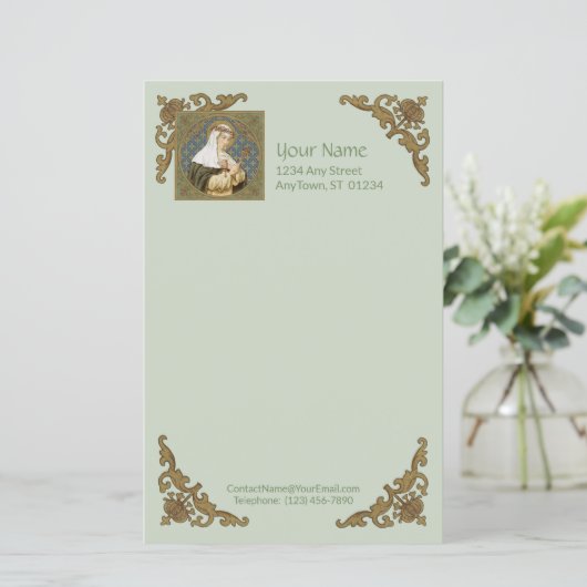 Papier Sainte Catherine de Sienne (BK 19) (Style 2, feuil (Debout devant)