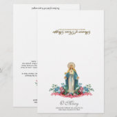 Papier Sainte Vierge Marie Prière de communion spirituell (Devant / Derrière)