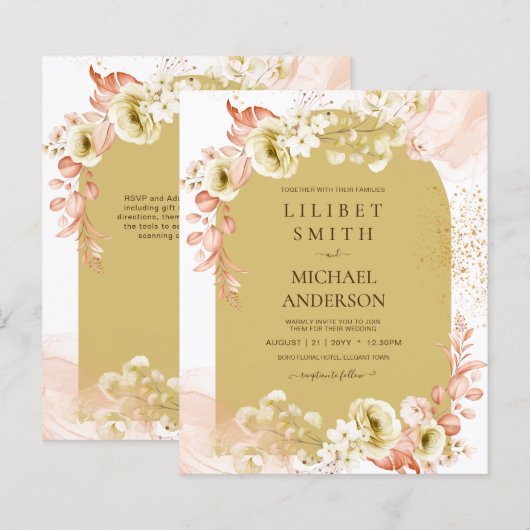 Papier Saisons Chute Plus Tôt Mélange Boho Floral Mariage (Devant / Derrière)