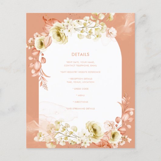 Papier Saisons Chute Plus Tôt Mélange Boho Floral Mariage (Dos)