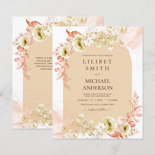 Papier Saisons Chute Plus Tôt Mélange Boho Floral Mariage (Devant / Derrière)