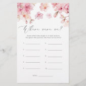 Papier Sakura fleur Où étions-nous jeu de douche nuptiale (Devant)