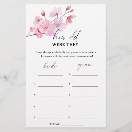 Papier Sakura - Quel âge avaient-ils la mariée ? (Devant)