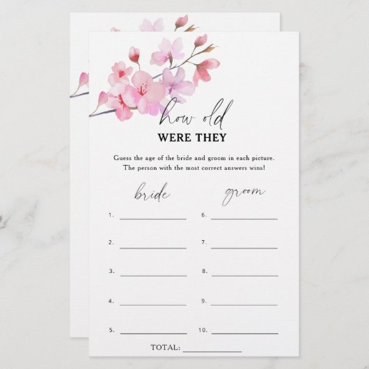 Papier Sakura - Quel âge avaient-ils la mariée ? (Devant / Derrière)